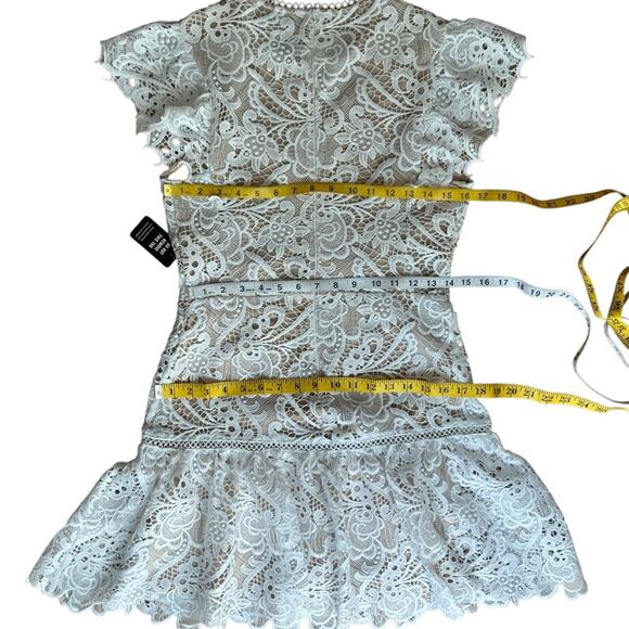 Cocktail Dress Small White Semi Formal Mini Party Classic Boho Lace Bridal - Picture 15 of 16